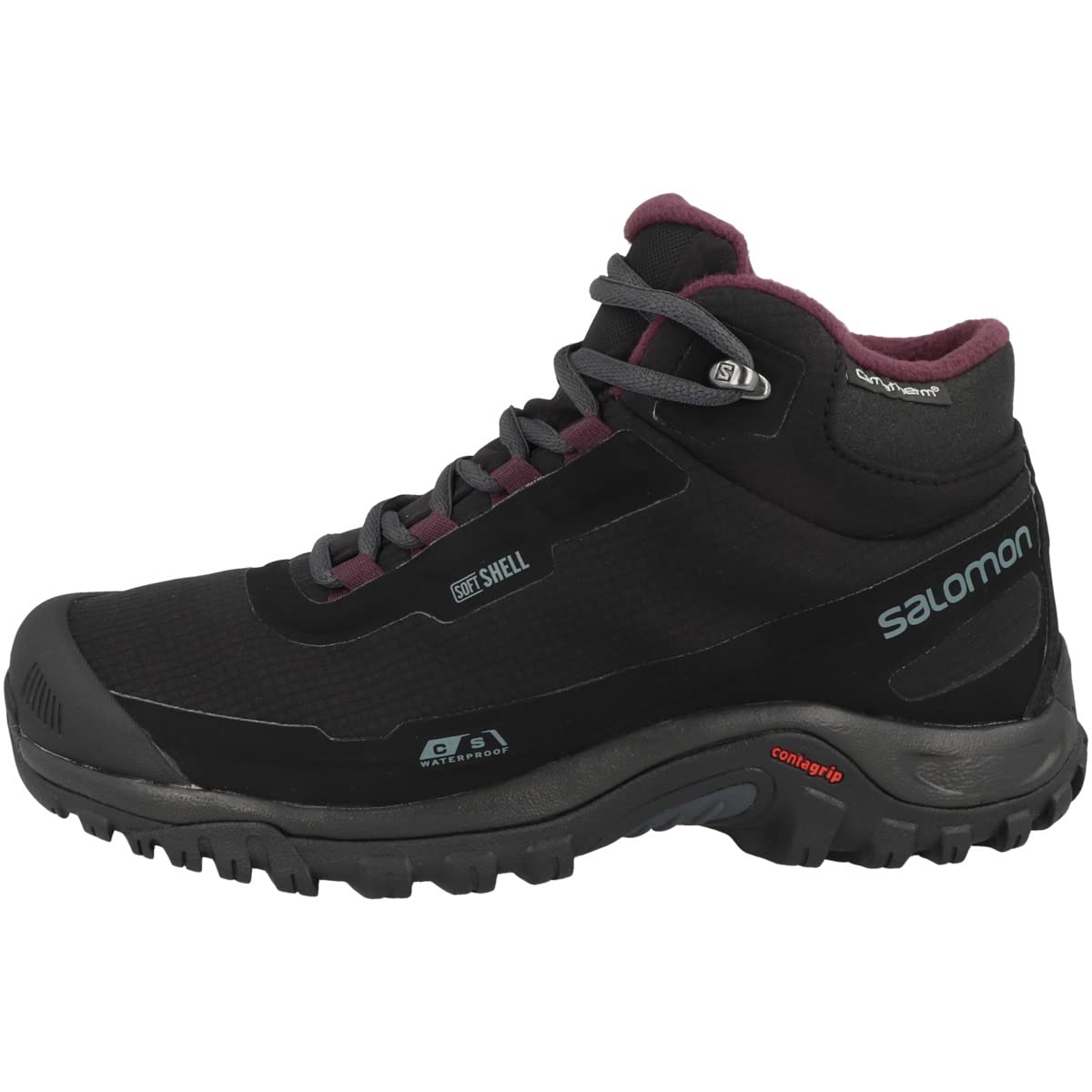 Salomon SHELTER CLIMASALOMON Waterproof Winter Boots for Women Snow Black/Ebony/Wine Tasting 7