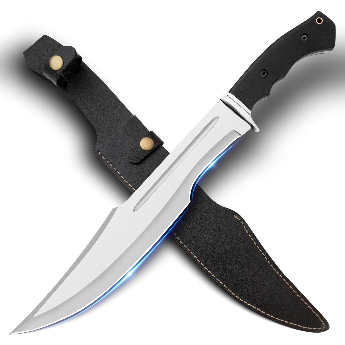 RISING CRAFTS 17.00" Crocodile Dundee Bowie Knife-Fixed Blade Knife With Sheath-Survival Knife-Hunting Knife-Tactical Knife for Camping Outdoor Bushcraft - Gift for Men