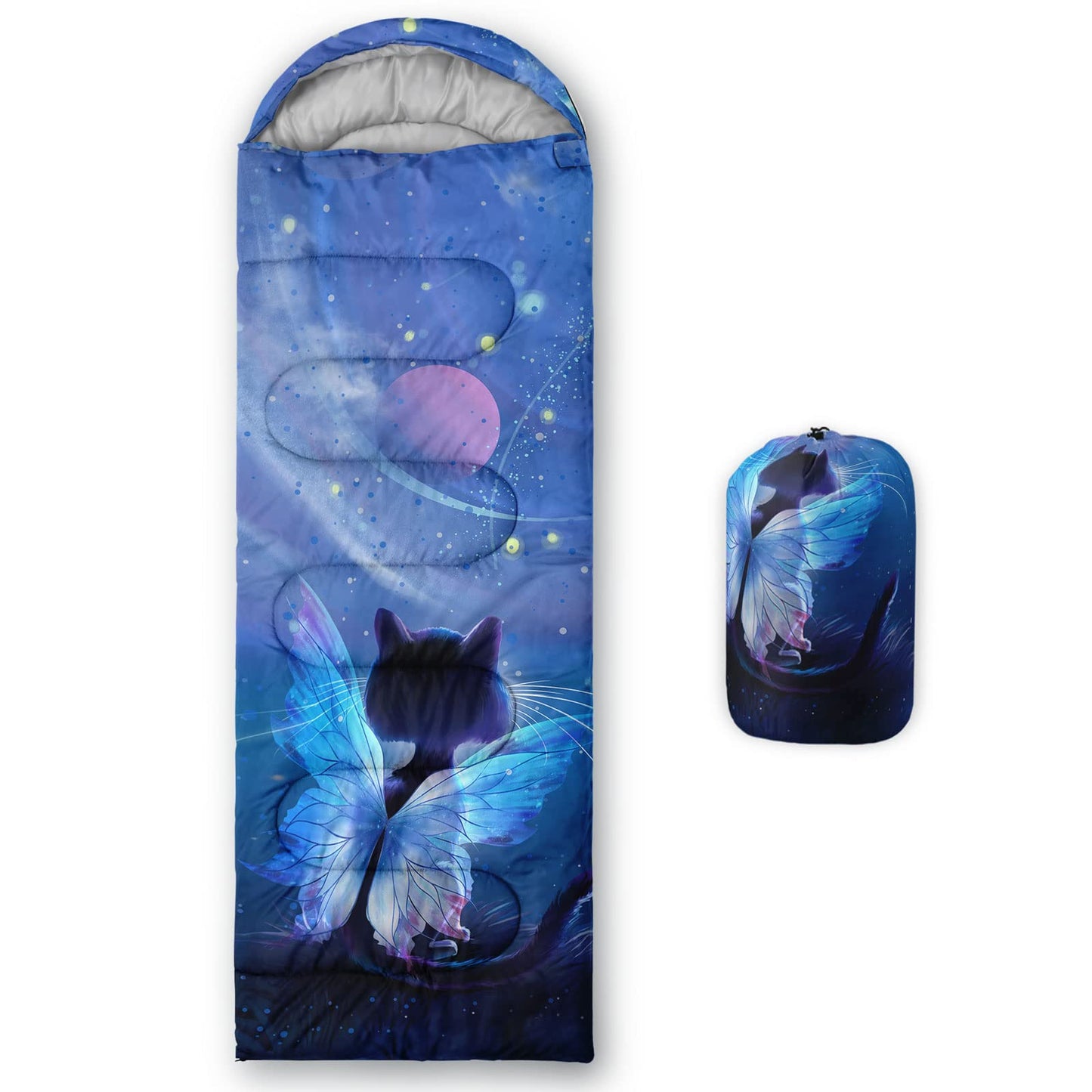 Axolotl Sleeping Bag for AdultsCute Butterfly Cat Sleeping Bag Lightweight Warm Portable Outdoor IndoorWaterproof Cold Weather Sleeping Bag Compression Sack for Camping Backpacking Hiking