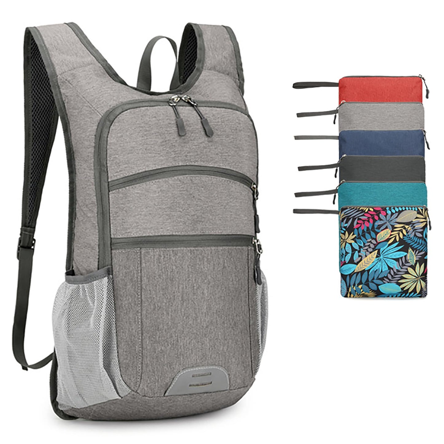 W WINTMING 15L Hiking Backpack Foldable Ultralight Hiking Pack Small Travel Backpackfor Women Men (Gray)