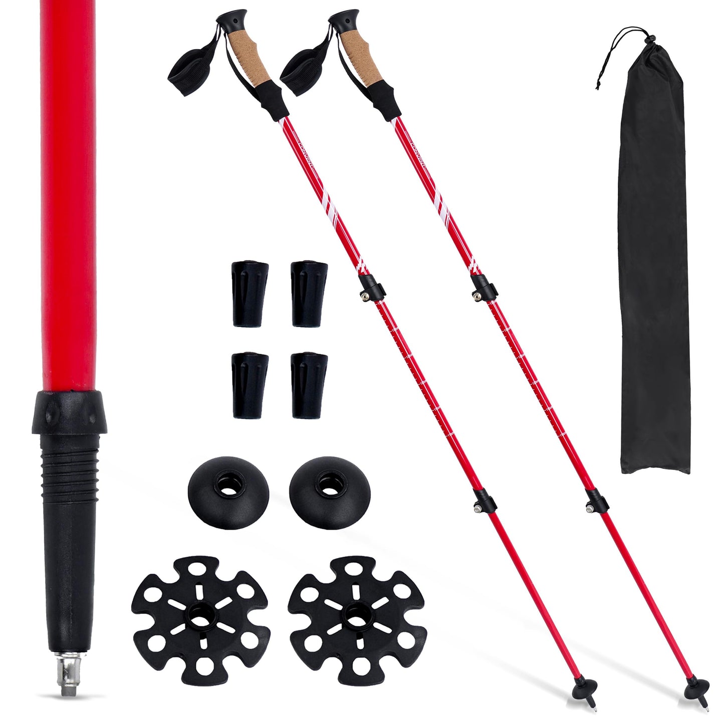 Redline Canyon Trekking Poles for Hiking - Black Walking Sticks Lightweight Pair Trek Poles Collapsible Backpacking Trekker Stick