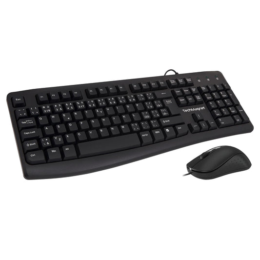 TechMagnet Wired Keyboard and Mouse Combo for Windows | Optical Wired Mouse | Full-Size Keyboard | USB Plug-and-Play | Compatible with PC and Laptop | Black (Renewed)…