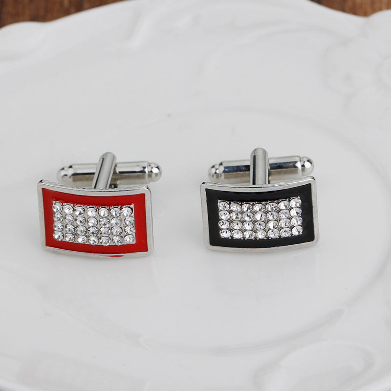 Geometric Rectangle Rhinestone Cufflinks for Shirts