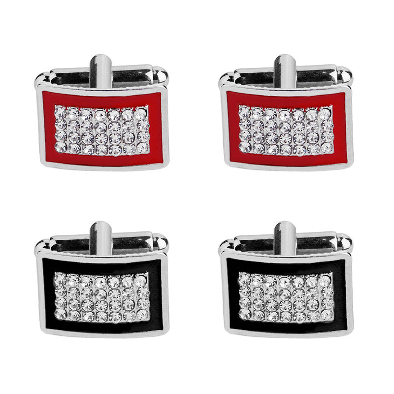 Geometric Rectangle Rhinestone Cufflinks for Shirts