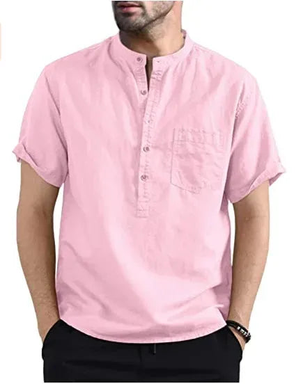 2024 Men's Summer Short Sleeve Cotton Linen Shirts
