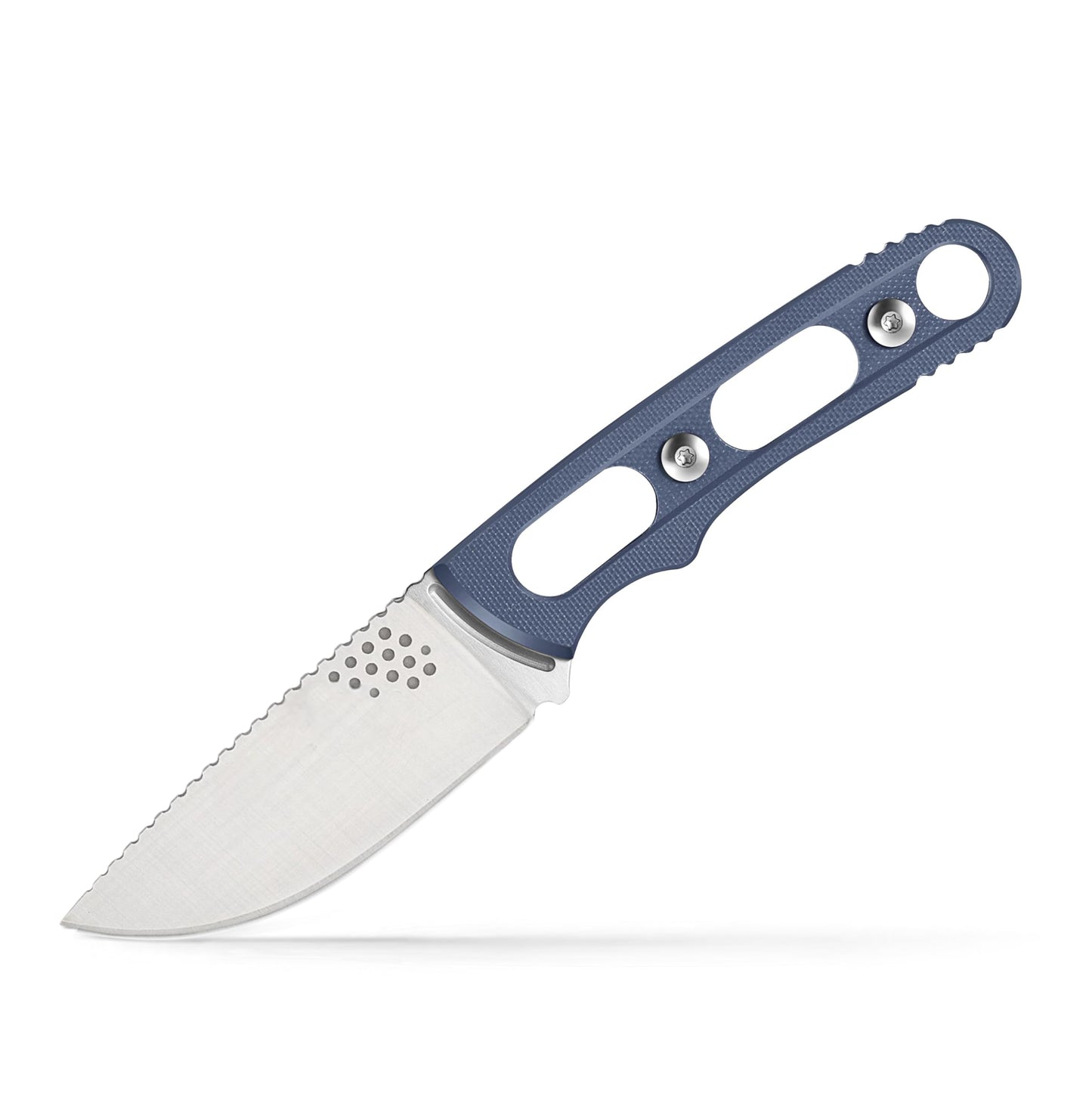 Kpieit 7.24 Lightweight Compact Hunting Fixed Blade Knife with Cowhide Leather Sheath - Ideal for Skinning Camping Outdoor - EDC Fixed Blade Bushcraft Knife (Blue)