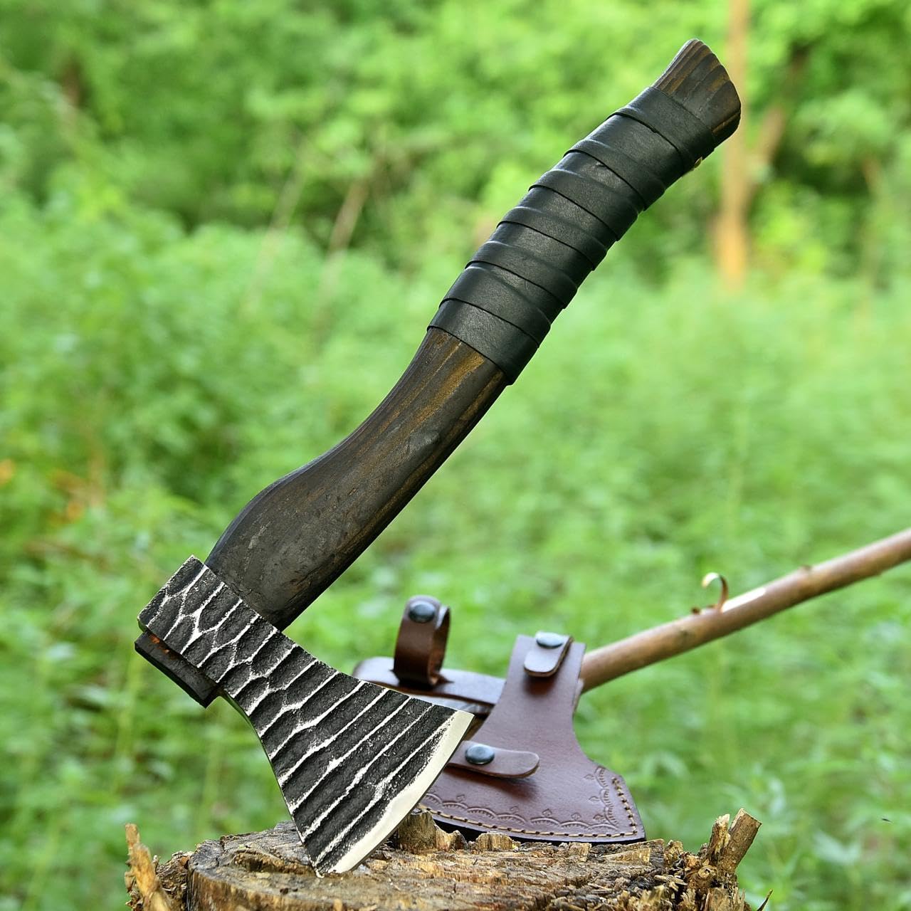 AX-7000 Custom Gift Forged Carbon Steel Viking Axe with Ash Wood Handle Throwing Axe Camping Axe (AX-7003)