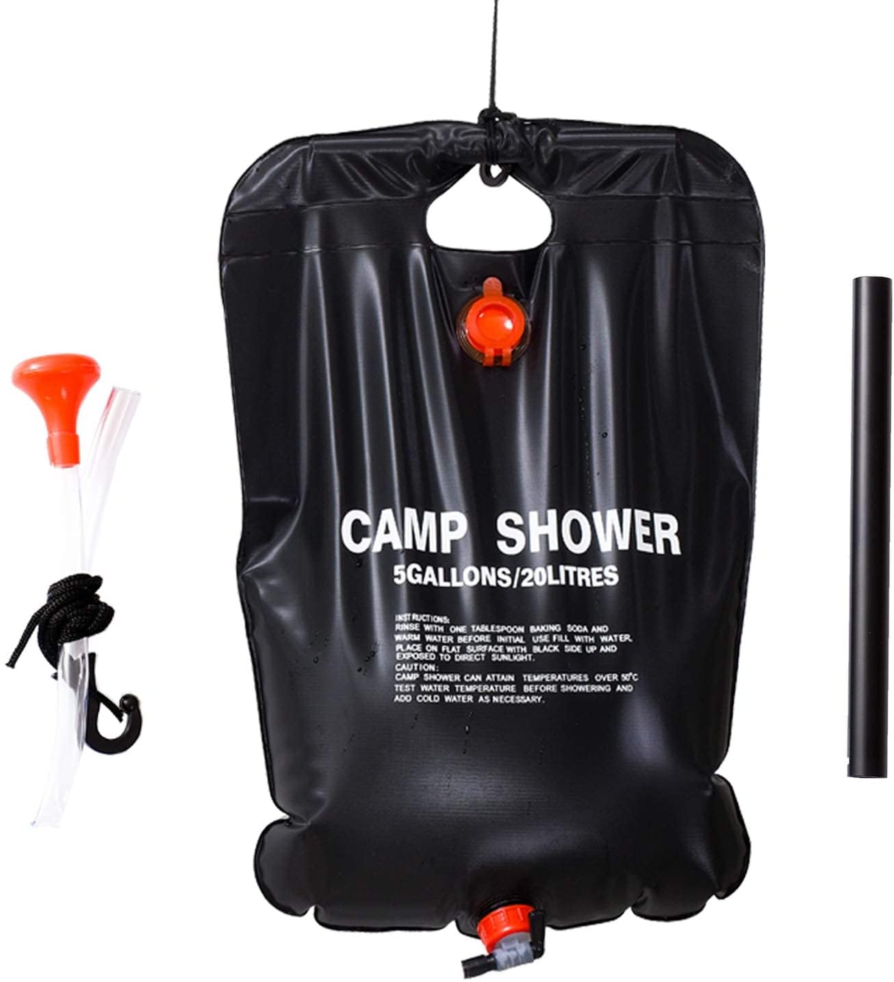 Camping Portable Solar Shower Bag 5 Gallons/20L with On/Off Shower Head for Camping Beach Swimming Outdoor Traveling Camping Accessories